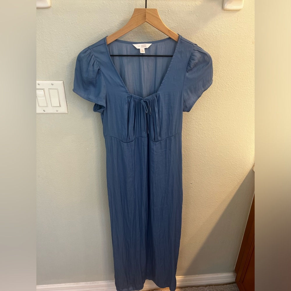 Women's LC Lauren Conrad blue Empire Waist Square Neck Midi Dress - Picture 2 of 4